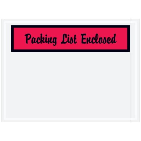 Bsc Preferred 4-1/2 x 6'' Red Panel-Face Script ''Packing List Enclosed'' Envelopes, 1000PK PL444